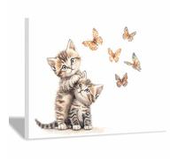 ZhongXinArt The Picture of Animal Print On Canvas A nimble cats Artistic Wall Art Painting Artwork Pictures For Home Living Room Modern Decor Decoration(white178)-60x90cm Framed