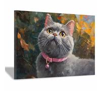 ZhongXinArt The Picture of Animal Print On Canvas Agile cats Artistic Wall Art Painting Artwork Pictures For Home Living Room Modern Decor Decoration(grey198)-60x90cm Framed