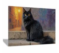 ZhongXinArt The Picture of Animal Print On Canvas Intimate cats Artistic Wall Art Painting Artwork Pictures For Home Living Room Modern Decor Decoration(black108)-80x120cm Framed