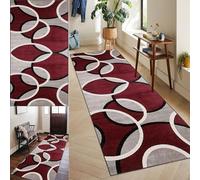 ZHONGYANAN Red Geometric Rug Runner 40 x 60 cm Modern Hallway Kitchen Entrance Runner Rug Non Slip Washable