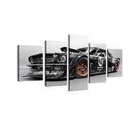 ZHONGYUTONG 5 Panel Classic Car Retro Nostalgic Cars Canvas Wall Art Painting Smoke Gray Luxury Sports Cars Poster Picture Home Decor Artwork (12x16inx2 12x24inx2 12x32inx1)