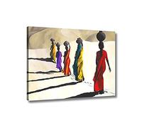 ZHONGYUTONG African Woman Walking in Desert Poster Canvas Painting HD Print Wall Art Picture Abstract Photo for Living Room Home Decor Frame Ready To Hang. (28x42inch)