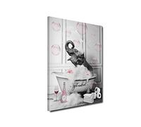 ZHONGYUTONG Bathroom Wall Art-Elephant In Bathtub with Pink Bubbles Funny Animals Giclee Canvas Prints Black and White Wall Decor Modern Artwork for Home Decorations Framed (Poster-2, 12"x18")