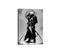 ZHONGYUTONG Black and White Japan Samurai Portrait Canvas Poster Japanese Art Wall Decor Canvas Print Posters for Living Room Frame Ready to Hang (JS-2, 12x18inch)