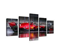 ZHONGYUTONG F1 Car Wall Art Poster Print 5 Panel Ferrari SF1000 Sebastian Vettel Canvas Painting Classic Supercar Posters for Boys Room Home Decoration (16x24x2,16x32inx2,16x40inx1)