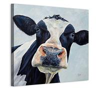 ZHONGYUTONG Modern Cute Cow Wall Art Picture Printed Canvas Oil Painting On Prints Dropshipping Posters Prints For Living Room, Framed Ready to Hang (32"x32"(80x80cm))