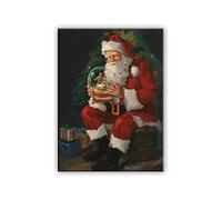 ZHONGYUTONG Santa Believes Canvas Wall Art Print Posters Santa Claus Carrying Gifts Coming on Christmas Eve Modern Art Paintings for Home Room Office Wall Decor (Unframe,Only Canvas, 8"x10"(20x25cm))