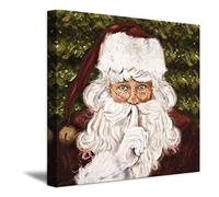 ZHONGYUTONG Secret Santa Canvas Wall Art Print Christmas Santa Claus Paintings Abstract Pictures Artwork (Secret Santa Canvas Print, 16"x16"(40x40cm) Frame)
