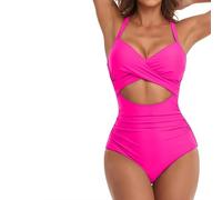 ZHONGZD Women's Hollow High Waist Exposed Back Tie One Piece Swimsuit