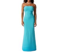 ZHONGZD Women's Slim Fit Strapless Knitted Striped Hip Cover Maxi Dress