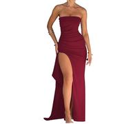 ZHONGZD Women's Summer Sexy Tight Off Shoulder High Slit Maxi Tube Dress