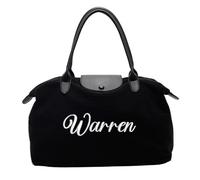 Zhongzhi Letter Printed Tote Bag Zipper Personalized Corduroy Bag Embroidery Custom Initials Gift Large Mother's Day Gift, Black