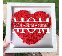 Zhongzhi Personalized Custom Flower Shadow Box - Mother's Day, Flower Gift Box for Mom Grandma Nana, Birthday Gifts for Mom (Red,10 * 10in)