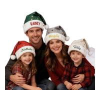 Zhongzhi Personalized Family Christmas Hats,Custom Embroidered Name Matching Set,Festive Star Print Stocking Stuffer (Gray)