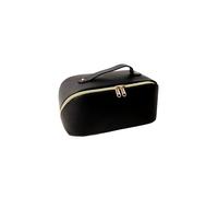 Zhongzhi Personalized Leather Embroidered Makeup Bag, Custom Large Capacity Cosmetic Bag, Bridesmaid Gifts, Christmas Gift Women, Black (litchi grain), Modern