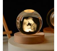 Zhongzhi Personalized Snow Globe with Photo, Custom Lighted Christmas Crystal Ball, Custom Engraved Picture Name (Luz cálida)