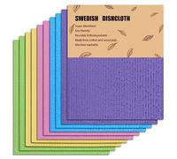 ZHONYEE 10 Pack Dishcloths, Reusable Eco Cleaning Dishcloths Replaces Paper Towel, Super Absorbent, Long-Lasting, Natural Cellulose & Cotton Sponge Dish Towels and Dish Rag(Multicolor)
