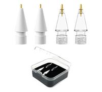ZHONYEE 4 Pack Replacement Tips Compatible With Apple Pencil 2nd Gen and 1st Gen, Upgraded High Sensitivity Apple Pencil Nibs, Wear-Resistant & Precise Control (1.9mm, Clear + White)