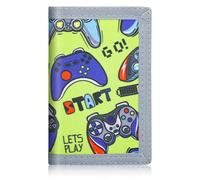ZHONYEE Teens Cool Wallets for Boys & Girls with Zipper Coin Pocket Card Slot, RFID Trifold Canvas Outdoor Lovely Design Magic Sticker for 12-16 Ages(Colorful Game)