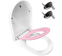ZHONYEE Toilet Seat Lid 2 in 1 Dual-Layer U-Shape - Soft Close Quick Release Adjustable Easy to Clean Child Top Layer & Adult Bottom Layer - Pink