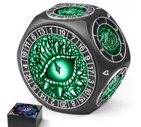 ZHOORQI 8-in-1 DND Dice Set - Metal Spinner Dice with Dual D20, 3D Monster Engravings & Smooth Spinning - Perfect for TTRPG, D and D Dungeons and Dragons Gifts(Black Green)