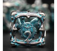 ZHOORQI DND Dice Set Beholder, Dragon Eye Polyhedral Die（Eye-Retro Blue） | Metal Dice for Dungeons and Dragons TTRPG, 7PC/Set Cool 3D Eye Monster DM Dice Gifts