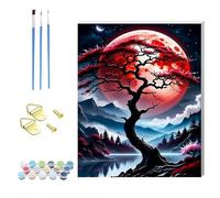ZHOSOHO Adults Paint by Number Kits,Framed Painting by Numbers Kits on Canvas,Color by Numbers Adult Acrylic Watercolor Gifts for Friends Wall Decor (Tree)