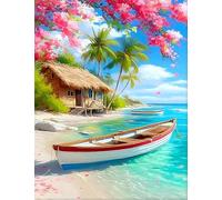 ZHOSOHO DIY Landscape Paint by Number for Adults,Beach Painting Kits for Adult,Sea Color by Numbers,Paint by Number Canvas Crafts Watercolor for Beginner Room Decor (Beach)