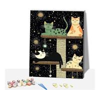 ZHOSOHO DIY Wooden Framed Paint by Numbers Kits for Adults,Painting Kit on Canvas, Color by Numbers Acrylic,Mini Adult Paint by Number for Home Wall Decor,Gifts (Four Cats)