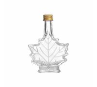 ZHOSXRC Glass Maple Syrup Bottles Jars,Glass Syrup Dispenser Bottle,Reusable Leaf Shaped, Food Grade Canning Bottles,Empty Glass Syrup Bottles with Lids for Homemade Drinks (50ml)