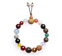 ZHOU LIU FU 18 Beads Bracelet Eighteen Seeds Bodhi Buddhist Healing Multi Gemstone Beaded Stretch Bracelets Chinese Culture Blessing Pray Jewelry for Women Mens Gifts 7.1"/18CM J1916177