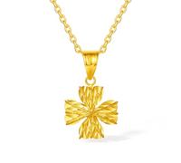 ZHOU LIU FU 18K Gold Pendant Clover Pendants Four Leaf Clover Only Charm Lucky Fortune Gold Thread Winding Jewellery for Women Her Daughter Gifts Birthday Anniversary (Not Include Necklace) C0422137