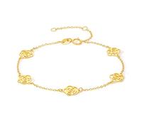 ZHOU LIU FU 18K Solid Gold Chain Bracelets Flower Link Bracelet Lucky Floral Adjustable Dainty Jewelry for Women Mom Daughter Birthday Anniversary 6.3-7.5"(16+3CM) C0714326