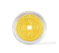ZHOU LIU FU 24CT Gold Jewellery Gifts, Win Top Marks In The Imperial Examinations Coins, Instant Success, Round Charm Ingot Pendant Good Luck Wishes for Women Men