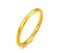 ZHOU LIU FU 24CT Gold Rings Gold Wedding Rings Engagement Ring Promise Rings Jewellery for Women Men Couple Anniversary Birthday Size: 8-20 AD011384