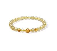 ZHOU LIU FU 24K Gold Beaded Bracelet Golden Rutilated Quartz Stretch Bracelets Gemstone Yellow Crystal Healing Jewellery for Women Wife Mom Lover Gifts Birthday Valentine Anniversary 17cm J1915550