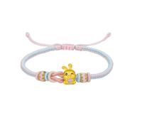 ZHOU LIU FU 24K Gold Bracelets Gold Rabbit Zodiac Animal Charm Braided Bracelet Colorful Enamel Cute Adjustable Jewellery for Women Mom Daughter Birthday Anniversary 6.3-8.7"(16+6cm) A1716028