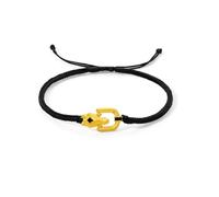 ZHOU LIU FU 24K Gold Bracelets Horse Head Charm Horseshoe Black Braided Bracelet Handmade Adjustable Dainty Jewellery for Women Men Lover Anniversary Birthday Gifts 17+6cm A1720949