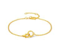 ZHOU LIU FU 24K Gold Bracelets Interlocking Circle Link Bracelet Horseshoe Design Infinity Jewellery for Women Mom Daughter Friends Gifts New Year Birthday Anniversary 16+3cm A0715541