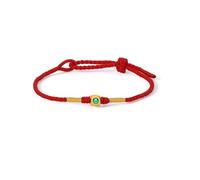 ZHOU LIU FU 24K Gold Bracelets Red String Bracelet Green Enamel Small Charms Blessing Braided Cord Adjustable Jewellery for Women Her Daughter Gifts New Year Birthday 20cm A1722203
