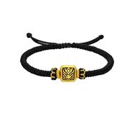 ZHOU LIU FU 24K Gold Charm Bracelet Cube Dragon Charms Bracelets Black Braided Link Stackable Chain Protection Jewellery for Men Father Lover New Year Birthday Gifts 18+6cm/7+2.36" A1716354