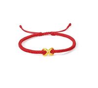 ZHOU LIU FU 24K Gold Charm Bracelet Infinity Symbol Charm Red String Blessing Bracelets Good Luck Jewellery for Women Couple Her Anniversary Birthday New Year 22cm A1723042