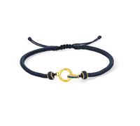 ZHOU LIU FU 24K Gold Charm Bracelets Gold Möbius Strip Braided Bracelet Blue Enamel Circular Ring Dainty Jewellery for Men Couple Valentine's Day Anniversary 24cm A1722970