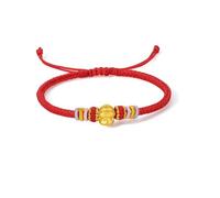 ZHOU LIU FU 24K Gold Charms Bracelets Snake Zodiac Charm Dainty Jewellery Red Braided Bracelet for Women Mom Daughter Lucky New Year Birthday Anniversary 22cm A1723118