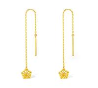ZHOU LIU FU 24K Gold Dangle Threader Earrings Star Long Drop Earring Gold Chain Trendy Dainty Jewelry for Women Bride Wife Wedding Anniversarty Birthday Gifts A0913528