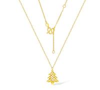 ZHOU LIU FU 24K Gold Necklaces Gold Christmas Tree Pendant Necklace Chain Necklace Dainty Jewellery for Women Her Birthday Anniversary Valentines 15.7-17.7"/40+5CM A0614487