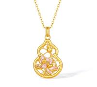 ZHOU LIU FU 24K Gold Pendant Gourd Pendants Fashion Lotus Flower Gold Pendant Dainty Jewelry for Women Mom Daughter Birthday Anniversary (Not Included Neccklace) A0414665