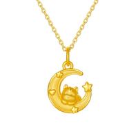 ZHOU LIU FU 24K Gold Pendants Cute Animal Horse Moon Star Pendant Only Charm Gold Jewellery for Women Her Birthday Anniversary Valentines (Not Include Necklace) A0415518