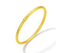 ZHOU LIU FU 24K Solid Gold Bangle Bracelet Pure Gold Lotus Round Bracelet Dainty Jewelry Gifts for Women Girls Mom Size 21.3"/54CM-23.6"/60CM A1015226