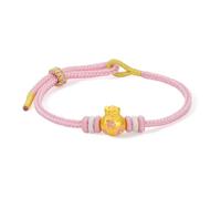 ZHOU LIU FU 24K Solid Gold Bracelets Adjustable Fortune Bag Pink Braided Lucky Bag Bracelet Blessing Jewelry for Women Her Birthday Anniverdary 8.7"/22cm A1714717